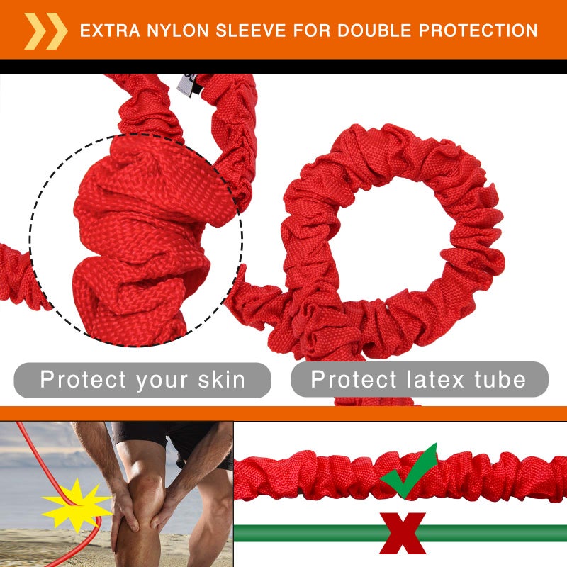 Coolrunner 14 PCS Resistance Bands Set, Exercise Tubes, 20lbs to 40lbs Workout Bands with Handles Protective Nylon Sleeves Door Anchor Ankle Strap, Elastic Exercise Bands for Men Women - up to 150lbs - Image 3